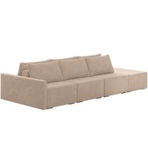 Sofá Ilha Modular Para Sala 342cm Com Puff Dublin K01 Veludo Bege - Lyam Decor