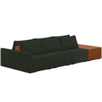 Sofá Ilha Modular Para Sala 342cm com Puff Dublin K01 Veludo Verde Sintético Caramelo - Lyam Decor Sofá Ilha Modular Para Sala 342cm com Puff Dublin K01 Veludo Verde Sintético Caramelo - Lyam Decor