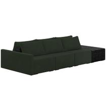 Sofá Ilha Modular Para Sala 342cm com Puff Dublin K01 Veludo Verde TA7052 e Sintético Preto TF7036 Sofá Ilha Modular Para Sala 342cm com Puff Dublin K01 Veludo Verde TA7052 e Sintético Preto TF7036