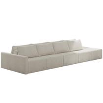 Sofá Ilha Modular para Sala 392cm com Puff Dublin K01 Bouclê Bege - Lyam Decor