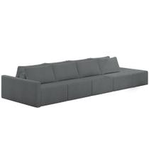 Sofá Ilha Modular Para Sala 392cm com Puff Dublin K01 Bouclê Cinza - Lyam Decor