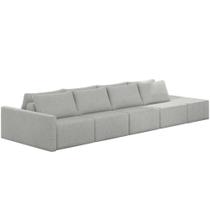 Sofá Ilha Modular Para Sala 392cm com Puff Dublin K01 Linho Cinza - Lyam Decor Sofá Ilha Modular Para Sala 392cm com Puff Dublin K01 Linho Cinza - Lyam Decor