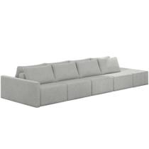 Sofá Ilha Modular para Sala 392cm com Puff Dublin K01 Linho Cinza - Lyam Decor