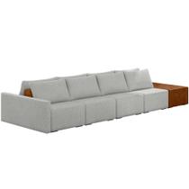 Sofá Ilha Modular Para Sala 392cm com Puff Dublin K01 Linho Cinza Sintético Caramelo - Lyam Decor Sofá Ilha Modular Para Sala 392cm com Puff Dublin K01 Linho Cinza Sintético Caramelo - Lyam Decor