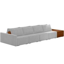 Sofá Ilha Modular Para Sala 392cm Com Puff Dublin K01 Veludo Cinza Sintético Caramelo - Lyam Decor