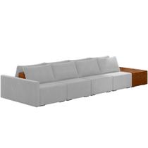 Sofá Ilha Modular Para Sala 392cm com Puff Dublin K01 Veludo Cinza Sintético Caramelo - Lyam Decor