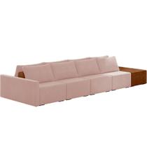 Sofá Ilha Modular Para Sala 392cm com Puff Dublin K01 Veludo Rosê Sintético Caramelo - Lyam Decor