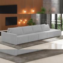 Sofá Ilha Modular Para Sala 432cm com Puff Dublin K01 Veludo Cinza - Lyam Decor Sofá Ilha Modular Para Sala 432cm com Puff Dublin K01 Veludo Cinza - Lyam Decor