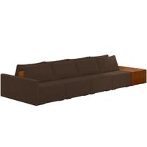 Sofá Ilha Modular Para Sala 432cm com Puff Dublin K01 Veludo Marrom Sintético Caramelo - Lyam Decor