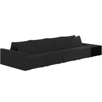 Sofá Ilha Modular Para Sala 432cm Com Puff Dublin K01 Veludo Preto E Sintético Preto - Lyam Decor Sofá Ilha Modular Para Sala 432cm Com Puff Dublin K01 Veludo Preto E Sintético Preto - Lyam Decor