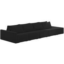 Sofá Ilha Modular Para Sala 432cm Com Puff Dublin K01 Veludo Preto