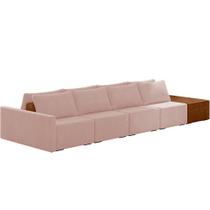 Sofá Ilha Modular Para Sala 432cm com Puff Dublin K01 Veludo Rosê Sintético Caramelo - Lyam Decor Sofá Ilha Modular Para Sala 432cm com Puff Dublin K01 Veludo Rosê Sintético Caramelo - Lyam Decor