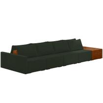 Sofá Ilha Modular Para Sala 432cm com Puff Dublin K01 Veludo Verde Sintético Caramelo - Lyam Decor Sofá Ilha Modular Para Sala 432cm com Puff Dublin K01 Veludo Verde Sintético Caramelo - Lyam Decor