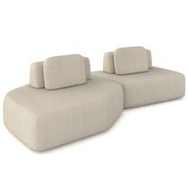 Sofá Ilha Modular Para Sala Living Orgânico 305cm Angra K01 Bouclê Bege - Lyam Decor Sofá Ilha Modular Para Sala Living Orgânico 305cm Angra K01 Bouclê Bege - Lyam Decor