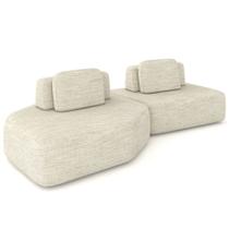 Sofá Ilha Modular Para Sala Living Orgânico 305cm Angra K01 Linho Champanhe - Lyam Decor Sofá Ilha Modular Para Sala Living Orgânico 305cm Angra K01 Linho Champanhe - Lyam Decor