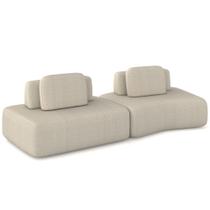Sofá Ilha Modular Para Sala Living Orgânico 315cm Angra K01 Bouclê Bege - Lyam Decor