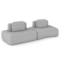 Sofá Ilha Modular Para Sala Living Orgânico 315cm Angra K01 Bouclê Cinza - Lyam Decor Sofá Ilha Modular Para Sala Living Orgânico 315cm Angra K01 Bouclê Cinza - Lyam Decor