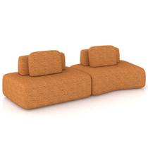 Sofá Ilha Modular Para Sala Living Orgânico 315cm Angra K01 Bouclê Terracota - Lyam Decor