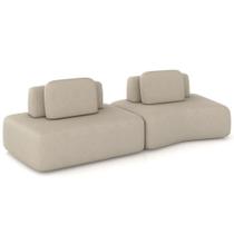 Sofá Ilha Modular Para Sala Living Orgânico 315cm Angra K01 Veludo Bege - Lyam Decor