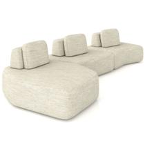 Sofá Ilha Modular Para Sala Living Orgânico 480cm Angra K01 Linho Champanhe - Lyam Decor Sofá Ilha Modular Para Sala Living Orgânico 480cm Angra K01 Linho Champanhe - Lyam Decor