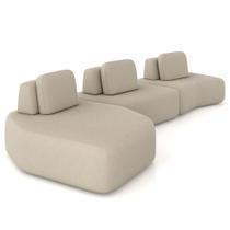 Sofá Ilha Modular Para Sala Living Orgânico 480cm Angra K01 Veludo Bege - Lyam Decor Sofá Ilha Modular Para Sala Living Orgânico 480cm Angra K01 Veludo Bege - Lyam Decor