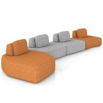 Sofá Ilha Modular Para Sala Living Orgânico 620cm Angra K01 Bouclê Terracota Cinza - Lyam Decor Sofá Ilha Modular Para Sala Living Orgânico 620cm Angra K01 Bouclê Terracota Cinza - Lyam Decor