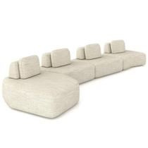 Sofá Ilha Modular Para Sala Living Orgânico 620cm Angra K01 Linho Champanhe - Lyam Decor