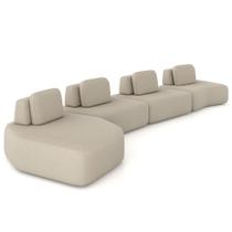 Sofá Ilha Modular Para Sala Living Orgânico 620cm Angra K01 Veludo Bege - Lyam Decor