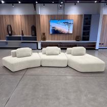 Sofá Ilha Sala de Estar 2 Módulos e Chaise Dakota Encosto Almofadas Soltas Bouclê Rústico OffWhite G33 - Gran Belo Sofá Ilha Sala de Estar 2 Módulos e Chaise Dakota Encosto Almofadas Soltas Bouclê Rústico OffWhite G33 - Gran Belo
