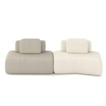 Sofá Ilha Sala de Estar Dakota 2 Módulos 316cm Encostos Almofadas Soltas Bouclê Bege/OffWhite G33 - Gran Belo Sofá Ilha Sala de Estar Dakota 2 Módulos 316cm Encostos Almofadas Soltas Bouclê Bege/OffWhite G33 - Gran Belo