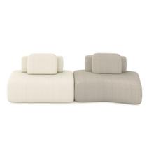 Sofá Ilha Sala de Estar Dakota 2 Módulos 316cm Encostos Almofadas Soltas Bouclê OffWhite/Bege G33 - Gran Belo Sofá Ilha Sala de Estar Dakota 2 Módulos 316cm Encostos Almofadas Soltas Bouclê OffWhite/Bege G33 - Gran Belo