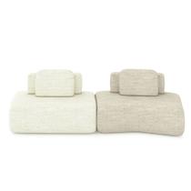 Sofá Ilha Sala de Estar Dakota 2 Módulos 316cm Encostos Almofadas Soltas Linho OffWhite/Bege G33 - Gran Belo Sofá Ilha Sala de Estar Dakota 2 Módulos 316cm Encostos Almofadas Soltas Linho OffWhite/Bege G33 - Gran Belo