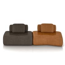 Sofá Ilha Sala de Estar Dakota 2 Módulos 316cm Encostos Almofadas Soltas PU Marrom/Caramelo G33 - Gran Belo