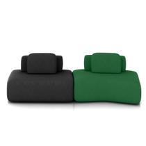 Sofá Ilha Sala de Estar Dakota 2 Módulos 316cm Encostos Almofadas Soltas Veludo Preto/Verde G33 - Gran Belo