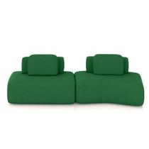 Sofá Ilha Sala de Estar Dakota 2 Módulos 316cm Encostos Almofadas Soltas Veludo Verde G33 - Gran Belo