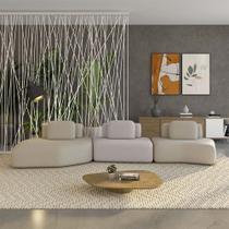 Sofá Ilha Sala de Estar Dakota 3 Módulos 484cm Encostos Almofadas Soltas Veludo Bege/Rosê G33 - Gran Belo Sofá Ilha Sala de Estar Dakota 3 Módulos 484cm Encostos Almofadas Soltas Veludo Bege/Rosê G33 - Gran Belo