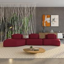 Sofá Ilha Sala de Estar Dakota 3 Módulos 484cm Encostos Almofadas Soltas Veludo Bordô G33 - Gran Belo