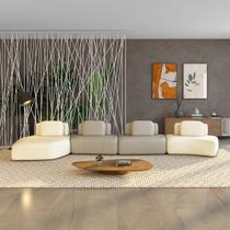 Sofá Ilha Sala de Estar Dakota 4 Módulos 626cm Encostos Almofadas Soltas Bouclê OffWhite/Bege G33 - Gran Belo