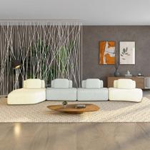 Sofá Ilha Sala de Estar Dakota 4 Módulos 626cm Encostos Almofadas Soltas Linho OffWhite/Cinza G33 - Gran Belo