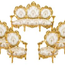 Sofa Imperial Colonial Madeira Luxuosos Entalhes Folha Ouro