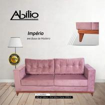 Sofá Império Base de Madeira Jolie Bege Abílio