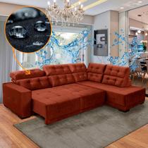 Sofá Impermeável Canto Chaise D 285 x 205 cm Retrátil Reclinável Sttilo Suede Cobre - SóSofa
