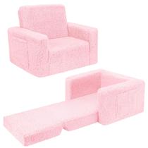 Sofá infantil conversível SLIGUY, camurça sherpa rosa Sofá infantil conversível SLIGUY, camurça sherpa rosa