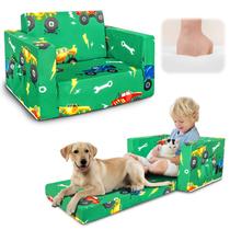 Sofá infantil dobrável Beavtaens 2 em 1 verde Sofá infantil dobrável Beavtaens 2 em 1 verde