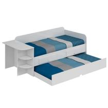 Sofá Infantil Helena c/ 2 Gavetas e Auxiliar Branco - Cimol