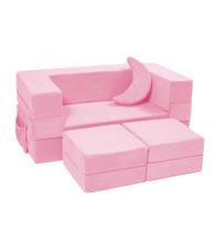 Sofá Infantil Modular Elftopia Conversível em Pelúcia Rosa Sofá Infantil Modular Elftopia Conversível em Pelúcia Rosa