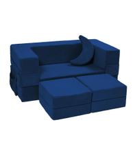 Sofá infantil modular Elftopia, sofá de pelúcia conversível, azul marinho