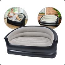 Sofá Inflável 2 Lugares Portátil Dobrável Confortável Com Bomba Puff Poltrona Camping Praia Encosto