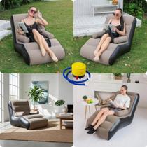 Sofá Inflável Espreguiçadeira Portátil com Braços e Apoio Espaçoso Confortável Prático Sala Descanso Praia Camping Piscina Sofá Inflável Espreguiçadeira Portátil com Braços e Apoio Espaçoso Confortável Prático Sala Descanso Praia Camping Piscina