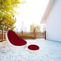 Sofá Inflável Puff Aveludado + Descansa Pés Comforto Piscina Praia Versátil